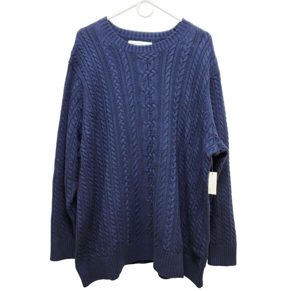 Plus Womens Size 3XL Cable Knit Sweater Blue Cozy Pullover Long Sleeves - Picture 1 of 6
